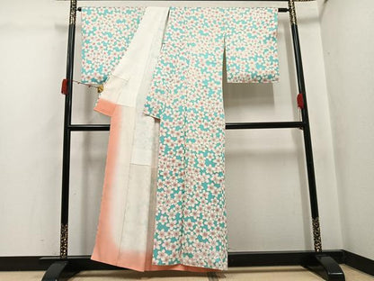 平和屋着物●上質な小紋　桜　正絹　逸品　AABJ8546ph