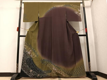 平和屋着物●訪問着　辻が花　絞り　暈し染め　金彩　正絹　逸品　AABJ8549ph