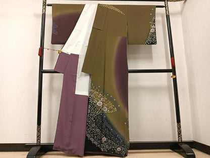 平和屋着物●訪問着　辻が花　絞り　暈し染め　金彩　正絹　逸品　AABJ8549ph