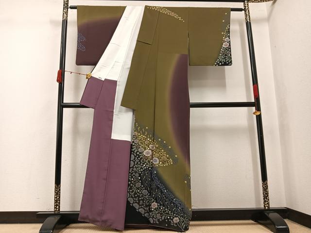 平和屋着物●訪問着　辻が花　絞り　暈し染め　金彩　正絹　逸品　AABJ8549ph