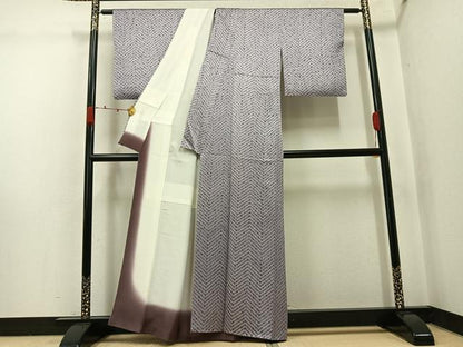 平和屋着物●上質な小紋　杢目絞り　正絹　逸品　AABJ8550ph