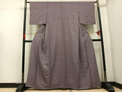 平和屋着物●上質な色無地　紋意匠　鳩羽鼠色　正絹　逸品　AABJ8554ph