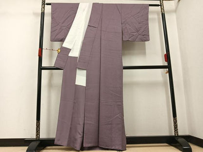 平和屋着物●上質な色無地　紋意匠　鳩羽鼠色　正絹　逸品　AABJ8554ph