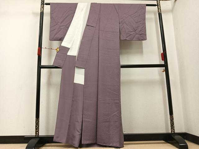 平和屋着物●上質な色無地　紋意匠　鳩羽鼠色　正絹　逸品　AABJ8554ph