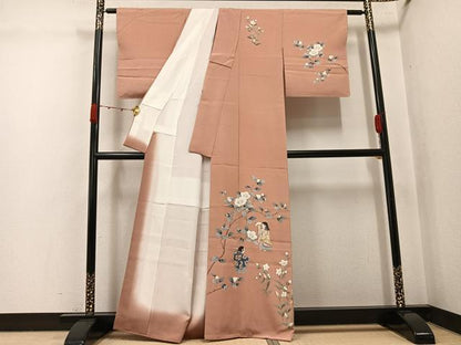 平和屋着物●訪問着　友禅　童子枝花文　高島屋扱い　正絹　逸品　AABJ8558ph