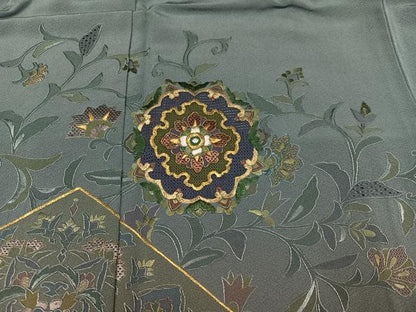 平和屋着物●訪問着 総刺繍 中国三大刺繍 スワトウ刺繍 汕頭刺繍 蘇州刺繍 更紗文 暈し染め 金糸 ロング丈 正絹 逸品 AABJ8560ph