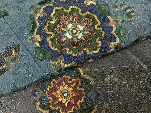平和屋着物●訪問着 総刺繍 中国三大刺繍 スワトウ刺繍 汕頭刺繍 蘇州刺繍 更紗文 暈し染め 金糸 ロング丈 正絹 逸品 AABJ8560ph