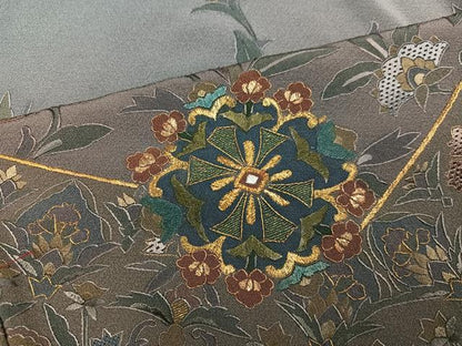 平和屋着物●訪問着 総刺繍 中国三大刺繍 スワトウ刺繍 汕頭刺繍 蘇州刺繍 更紗文 暈し染め 金糸 ロング丈 正絹 逸品 AABJ8560ph
