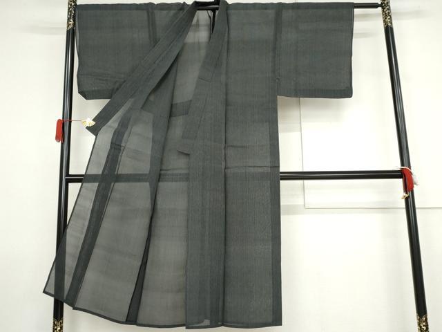 平和屋着物＊夏物　男性　紗紬　縞　正絹　逸品　AABJ8561cs