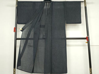 平和屋着物＊夏物　男性　紗紬　縞　正絹　逸品　AABJ8565cs