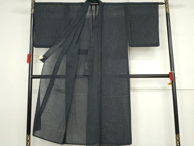 平和屋着物＊夏物　男性　紗紬　縞　正絹　逸品　AABJ8565cs