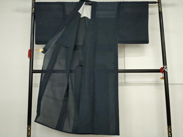 平和屋着物＊夏物　男性　色無地　紗　留紺色　洗える着物　AABJ8566cs
