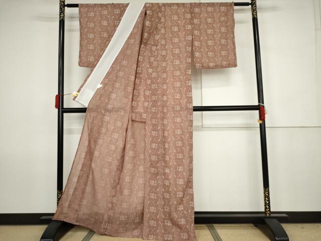 平和屋着物＊夏物　小紋　紗　舞蝶間道　洗える着物　AABJ8570cs