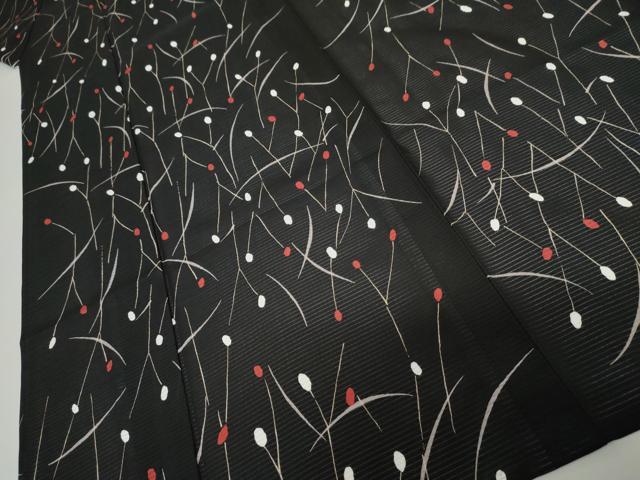 平和屋着物＊夏物　洗える最高級着物　＜英＞はなぶさ謹製　小紋　絽　蕾　黒地　洗える着物　AABJ8575cs