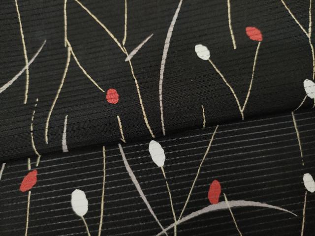 平和屋着物＊夏物　洗える最高級着物　＜英＞はなぶさ謹製　小紋　絽　蕾　黒地　洗える着物　AABJ8575cs