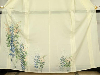 平和屋着物＊夏物　訪問着　絽　手描き　枝花文　正絹　逸品　AABJ8589cs