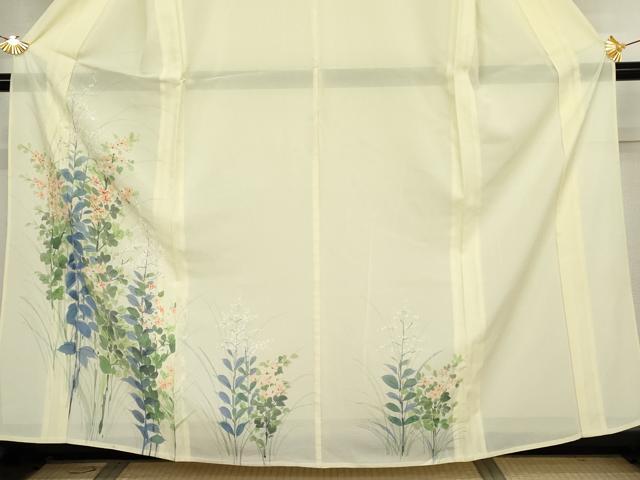 平和屋着物＊夏物　訪問着　絽　手描き　枝花文　正絹　逸品　AABJ8589cs