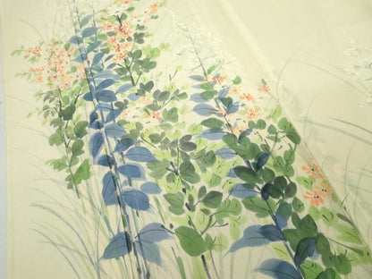 平和屋着物＊夏物　訪問着　絽　手描き　枝花文　正絹　逸品　AABJ8589cs