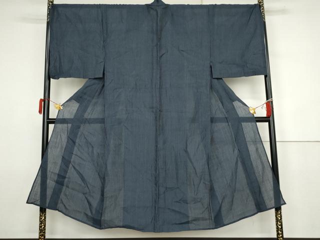 平和屋着物＊夏物　男性　小千谷ちぢみ　縞　キングサイズ　麻　逸品　AABJ8591cs