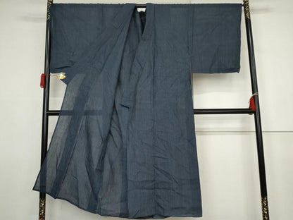 平和屋着物＊夏物　男性　小千谷ちぢみ　縞　キングサイズ　麻　逸品　AABJ8591cs