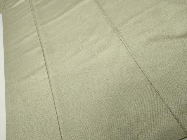 平和屋着物●本塩沢　やまだ織　色無地　山葵色　正絹　逸品　AABJ8592cs