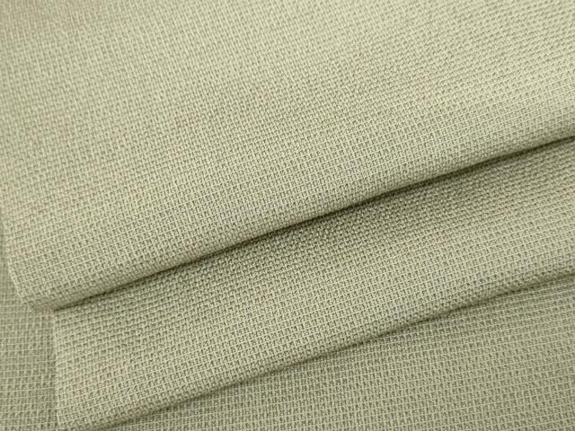 平和屋着物●本塩沢　やまだ織　色無地　山葵色　正絹　逸品　AABJ8592cs