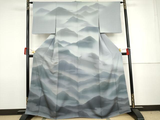 平和屋着物●訪問着　重ね山文　暈し染め　正絹　逸品　AABJ8595cs