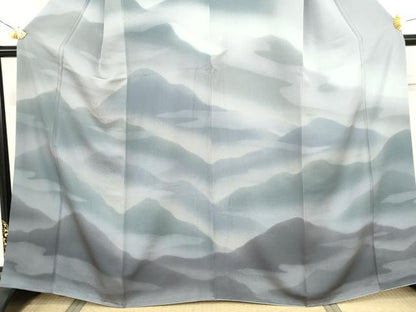 平和屋着物●訪問着　重ね山文　暈し染め　正絹　逸品　AABJ8595cs