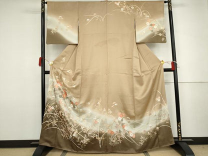 平和屋着物●訪問着　枝花文　暈し染め　金彩　正絹　逸品　AABJ8596cs