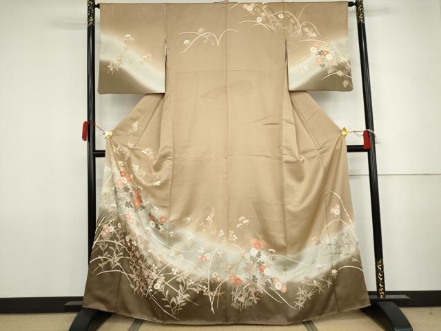 平和屋着物●訪問着　枝花文　暈し染め　金彩　正絹　逸品　AABJ8596cs