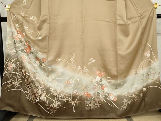 平和屋着物●訪問着　枝花文　暈し染め　金彩　正絹　逸品　AABJ8596cs