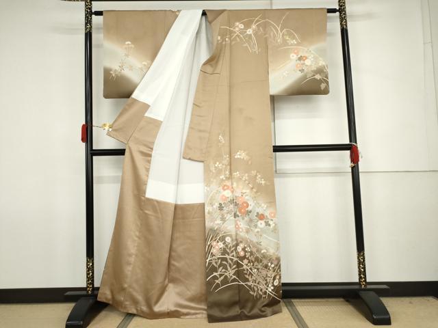 平和屋着物●訪問着　枝花文　暈し染め　金彩　正絹　逸品　AABJ8596cs