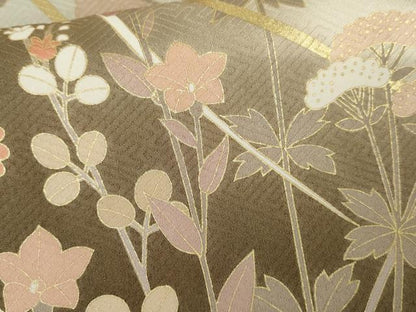 平和屋着物●訪問着　枝花文　暈し染め　金彩　正絹　逸品　AABJ8596cs