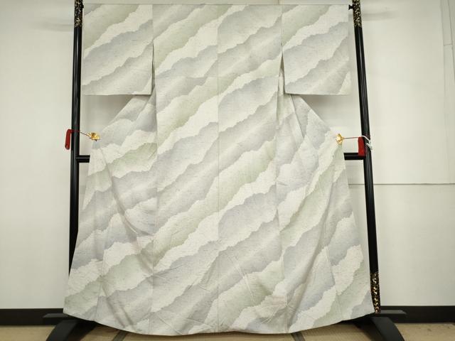 平和屋着物●ぜんまい紬　訪問着　霞文　正絹　逸品　AABJ8597cs