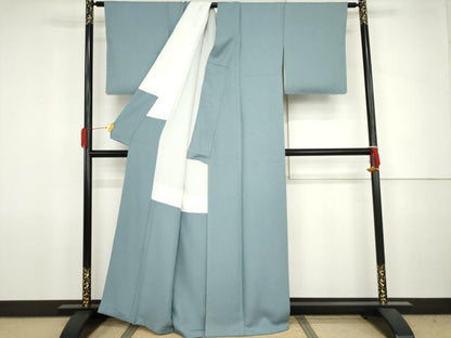 平和屋着物●本草木染作家　圓啓　色無地　花尽くし地紋　浅縹色　正絹　逸品　AABJ8598cs