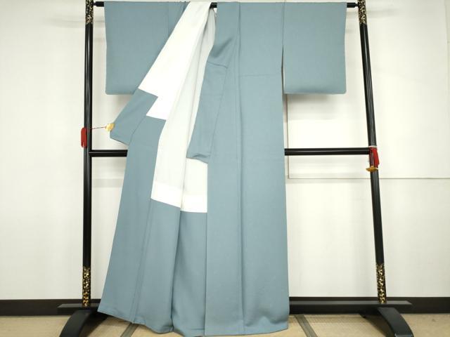 平和屋着物●本草木染作家　圓啓　色無地　花尽くし地紋　浅縹色　正絹　逸品　AABJ8598cs