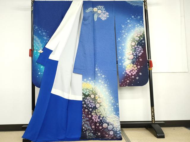 平和屋着物●豪華振袖　辻が花　暈し染め　金彩　金通し地　ロング丈　正絹　逸品　AABJ8599cs