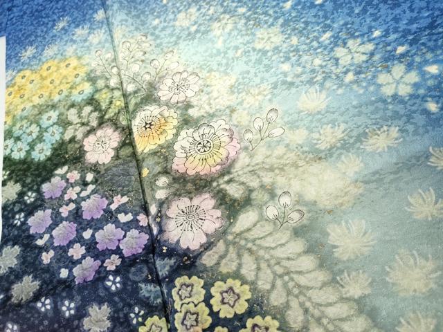 平和屋着物●豪華振袖　辻が花　暈し染め　金彩　金通し地　ロング丈　正絹　逸品　AABJ8599cs