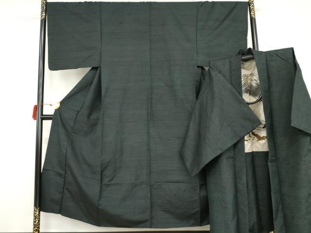 平和屋着物○男性 紬 アンサンブル 色無地 褐返色 正絹 逸品 AABJ8600cs