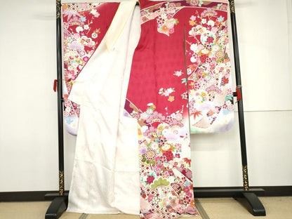 平和屋着物●豪華振袖　蔓帯松竹梅　暈し染め　ロング丈　正絹　逸品　AABJ8602cs