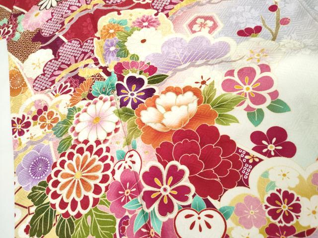 平和屋着物●豪華振袖　蔓帯松竹梅　暈し染め　ロング丈　正絹　逸品　AABJ8602cs