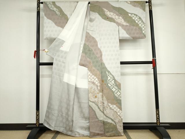 平和屋着物●訪問着　絞り　刺繍　道長吉祥花文　金糸　金彩　正絹　逸品　AABJ8604cs