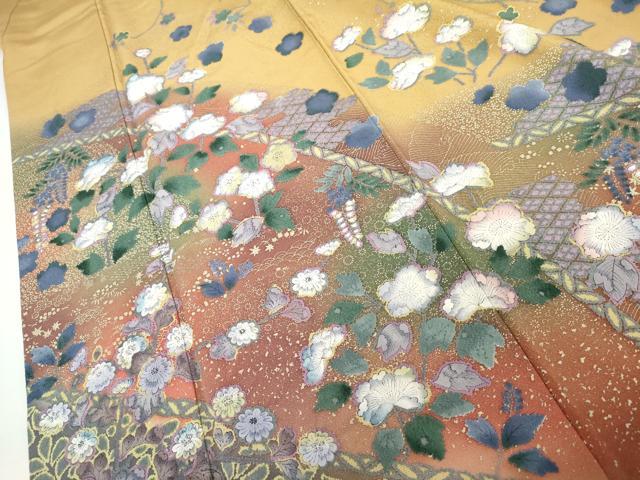 平和屋着物●訪問着　辻が花　暈し染め　金彩　正絹　逸品　AABJ8606cs