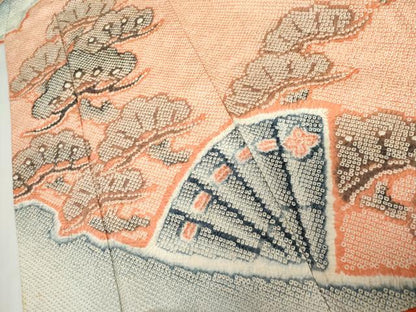 平和屋着物●豪華振袖　総絞り　檜扇松文　正絹　逸品　AABJ8613cs