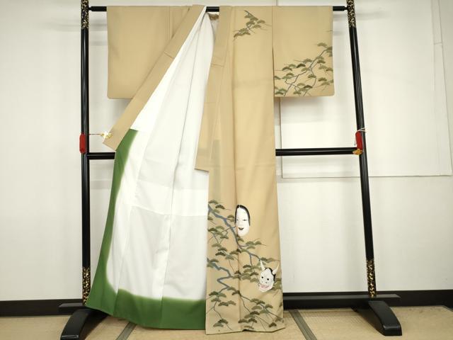 平和屋着物●訪問着　能面　般若　金彩　洗える着物　AABJ8614cs