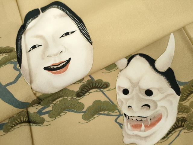平和屋着物●訪問着　能面　般若　金彩　洗える着物　AABJ8614cs
