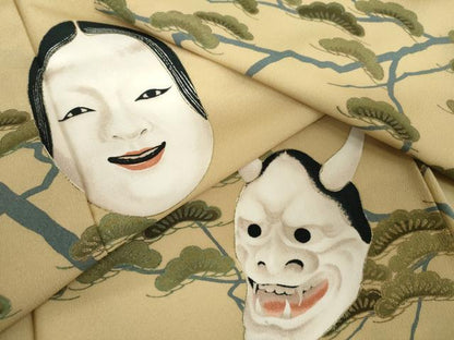 平和屋着物●訪問着　能面　般若　金彩　洗える着物　AABJ8614cs