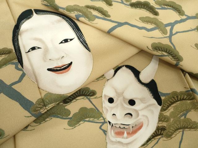 平和屋着物●訪問着　能面　般若　金彩　洗える着物　AABJ8614cs