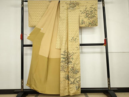 平和屋着物●訪問着　花倉織　渡り橋松竹梅文　正絹　逸品　AABJ8615cs