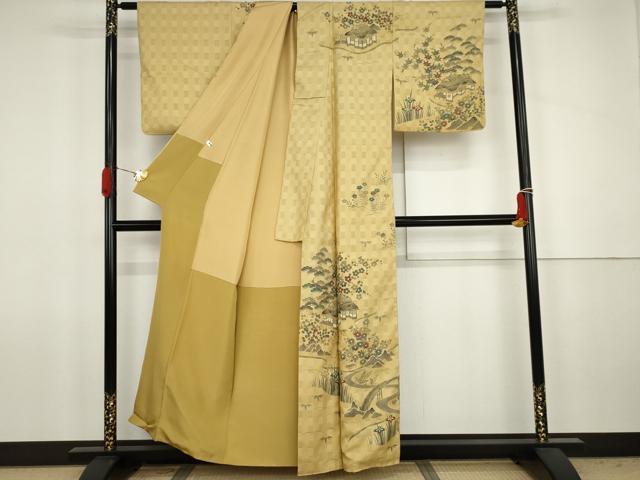平和屋着物●訪問着　花倉織　渡り橋松竹梅文　正絹　逸品　AABJ8615cs